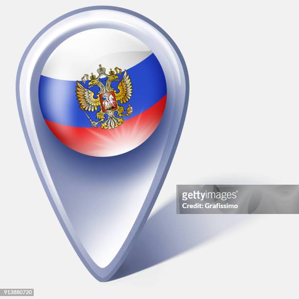 Russia Button Map Pointer With Russian Flag Isolated On White High-Res  Vector Graphic - Getty Images