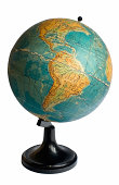 South America on an old globe
