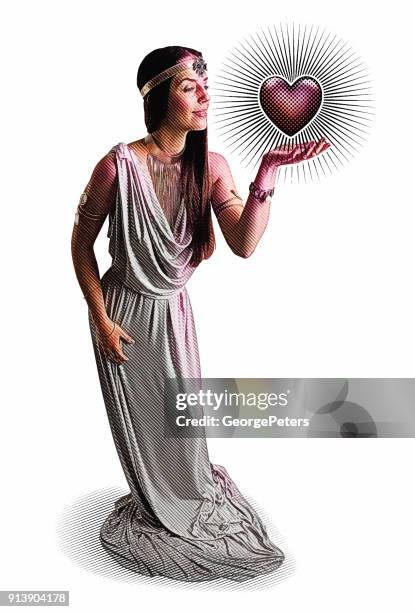 愛とロマンスの熱烈な心を持っての美しい女神の彫刻 - 女神アフロディーテ点のイラスト素材／クリップアート素材／マンガ素材／アイコン素材