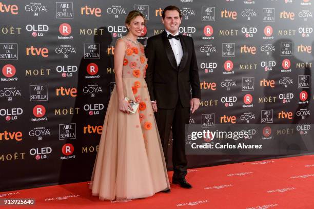 Beatriz Tajuelo and Albert Rivera attend Goya Cinema Awards 2018 at Madrid Marriott Auditorium on February 3, 2018 in Madrid, Spain.