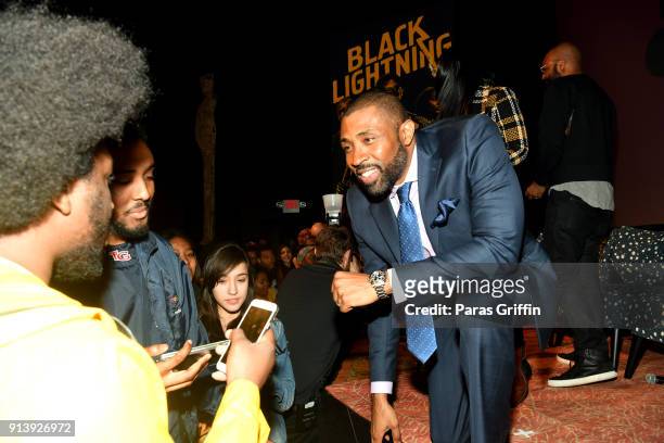 Actor Cress Williams speaks to fans during a screening and Q&A for 'Black Lightning' on Day 3 of the SCAD aTVfest 2018 on February 3, 2018 in...