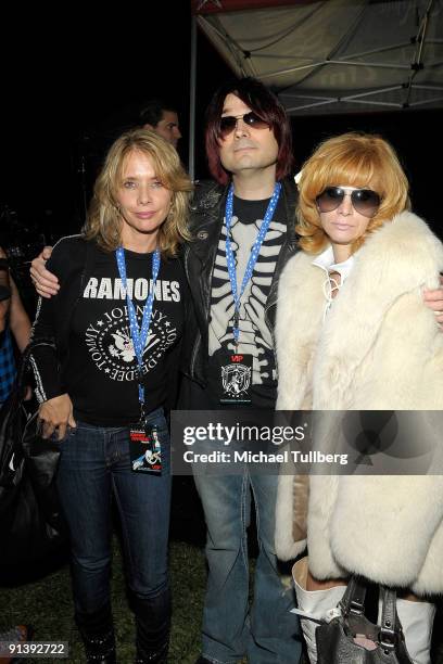 Actress Roseanna Arquette, Johnny Ramone Army Chief of Staff John Cafiero and Linda Ramone pose backstage at the Fifth Annual Johnny Ramone Tribute,...