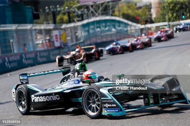 In this handout provided by Jaguar Racing - Nelson Piquet Jr. , Panasonic Jaguar Racing, Jaguar I-Type II, in action during the Santiago ePrix, Round...