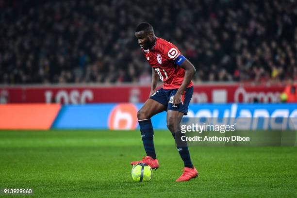 Ibrahim Amadou of Lille during the Ligue 1 match between Lille OSC and Paris Saint Germain PSG at Stade Pierre Mauroy on February 3, 2018 in Lille, .