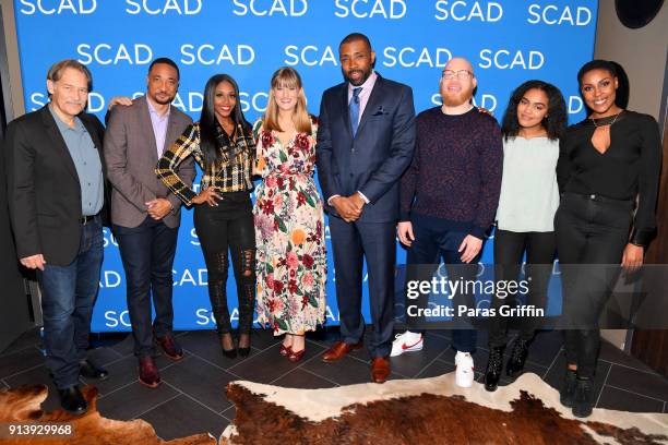 Damon Gupton, Marvin "Krondon" Jones III, Nafessa Williams, Cress Williams, Christine Adams, China Anne McClain, and James Remar pose with the 2018...