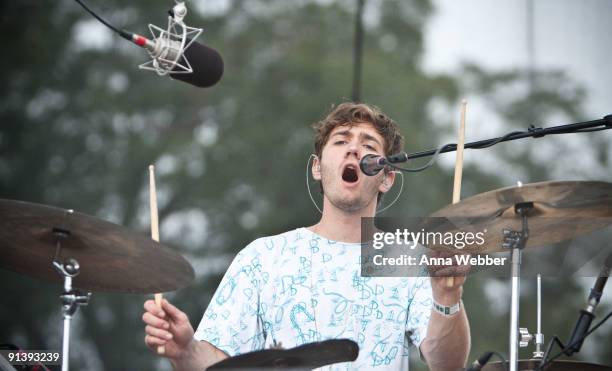 Drummer and Vocalist Christopher Bear of Grizzly Bear performs on day 2 of the Austin City Limits Music Festival at Zilker Park on October 3, 2009 in...
