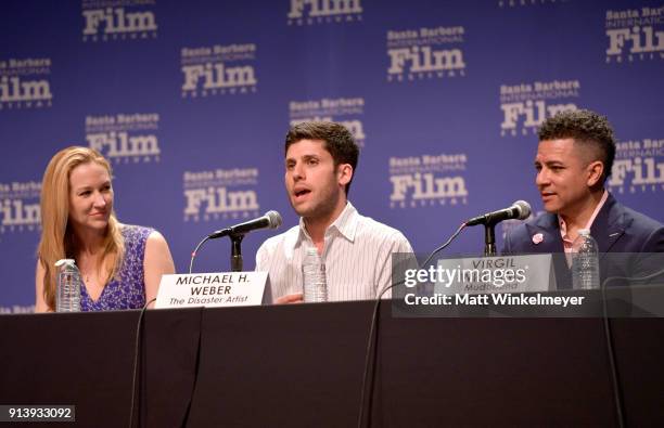 Writers Vanessa Taylor, Michael H. Weber and Virgil Williams speak at The Writers Panel during The 33rd Santa Barbara International Film Festival at...