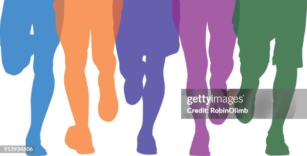 colorful legs running - athlete icon stock illustrations