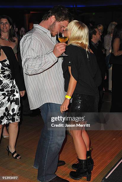 Actor Chris Pratt and actress Anna Faris at the Best Friends Animal Society's 2009 Lint Roller Party at the Hollywood Palladium on October 3, 2009 in...