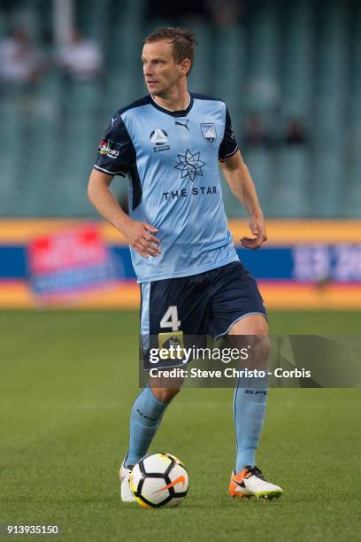 Alexander Wilkinson of Sydney FC dribbles the ball during the round 19 A-League match between Sydney FC and the Wellington Phoenix at Allianz Stadium...