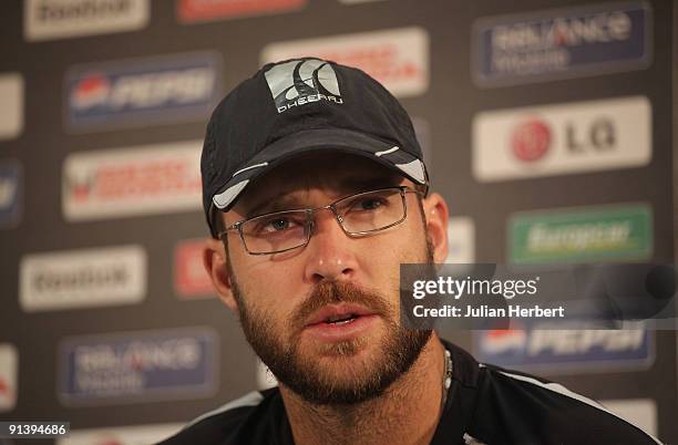 New Zealand Captain Daniel Vettori attends a press conference ahead of the ICC Champions Trophy Final between Australia and New Zealand at Supersport...
