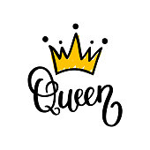 Queen crown vector calligraphy design