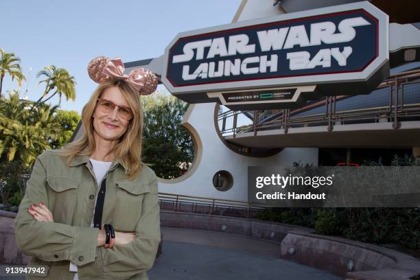 In this handout photo provided by Disneyland Resorts, Golden Globe winning actress Laura Dern, who portrays Vice Admiral Holdo in "Star Wars: The...