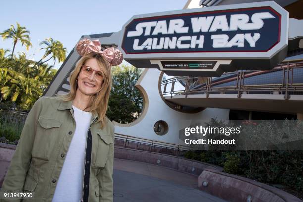 In this handout photo provided by Disneyland Resorts, Golden Globe winning actress Laura Dern, who portrays Vice Admiral Holdo in "Star Wars: The...