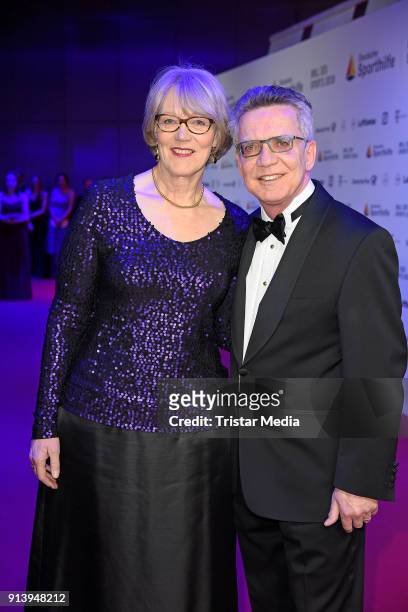 Thomas de Maiziere and his wife Martina de Maiziere attend the German Sports Gala 'Ball Des Sports' 2018 on February 3, 2018 in Wiesbaden, Germany.