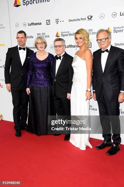 Michael Ilgner, Thomas de Maiziere, his wife Martina de Maiziere, Franziska van Almsick and Werner E. Klatten attend the German Sports Gala 'Ball Des...