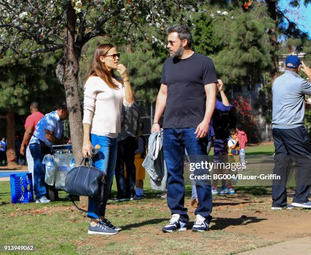 Jennifer Garner and Ben Affleck are seen on February 03, 2018 in Los Angeles, California.