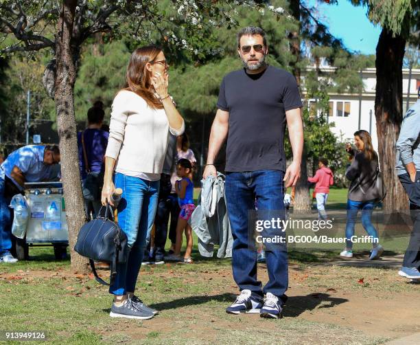 Jennifer Garner and Ben Affleck are seen on February 03, 2018 in Los Angeles, California.