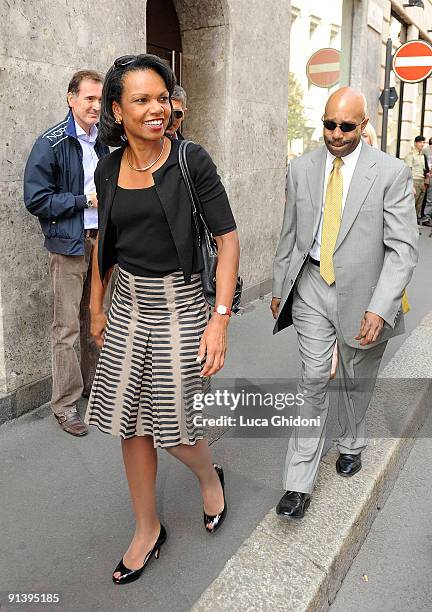 Former US Secretary of State Condoleezza Rice shops at Salvatore Ferragamo on October 4, 2009 in Milan, Italy.