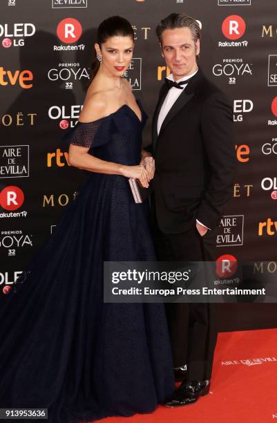 Ernesto Alterio and Juana Acosta attends Goya Cinema Awards 2018 at Madrid Marriott Auditorium on February 3, 2018 in Madrid, Spain.