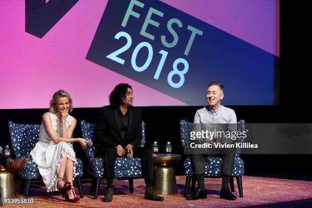 Actors Bojana Novakovic, Naveen Andrews, and Alan Cumming attend a screening and Q&A for 'Instinct' on Day 3 of the SCAD aTVfest 2018 on February 3,...