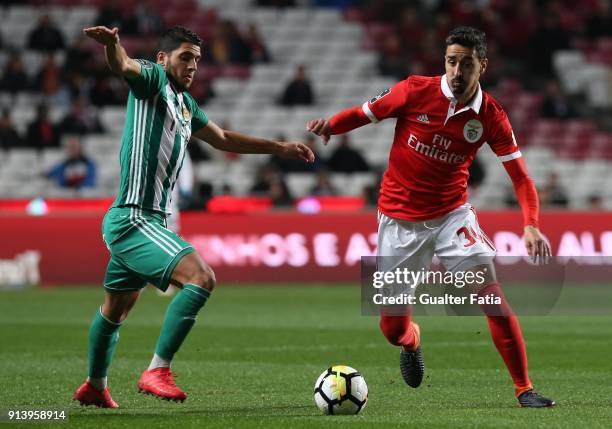 Benfica defender Andre Almeida from Portugal with Rio Ave FC midfielder Joao Novais from Portugal in action during the Primeira Liga match between SL...