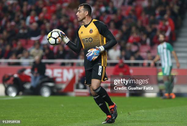 Rio Ave FC goalkeeper Cassio from Brazil in action during the Primeira Liga match between SL Benfica and Rio Ave FC at Estadio da Luz on February 3,...