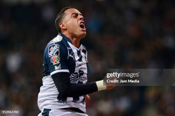 Rogelio Funes Mori of Monterrey celebrates after scoring the second goal of his team during the 5th round match between Monterrey and Leon as part of...