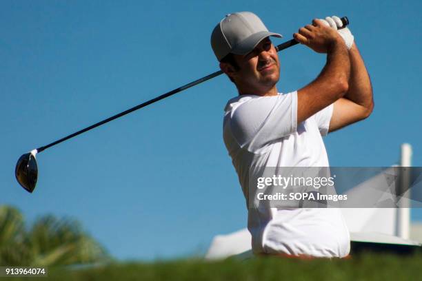 Jorge Campillo is seen taking a shot from hole no 3 on day 3 at the Maybank Championship 2018. The Maybank Championship 2018 golf event is being...