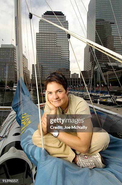 British sailor Ellen MacArthur makes a stop in New York on August 25, 2005 just prior to an attempt at the transatlantic west-to-east solo record....