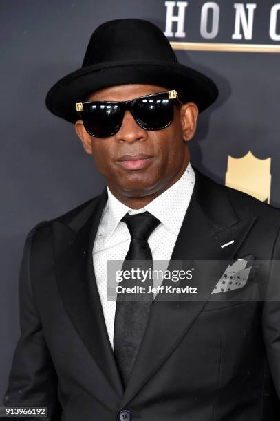 Former NFL Player Deion Sanders attends the NFL Honors at University of Minnesota on February 3, 2018 in Minneapolis, Minnesota.