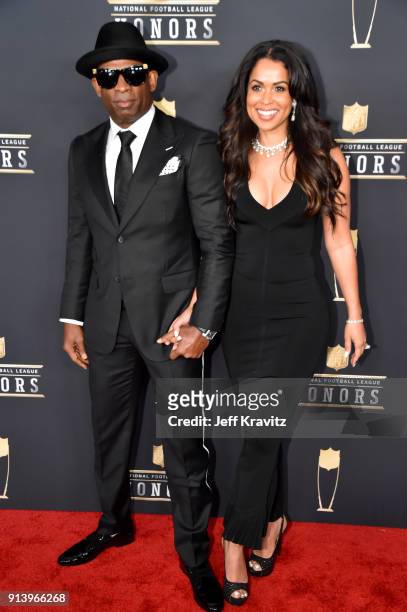 Former NFL Player Deion Sanders and Tracey Edmonds attends the NFL Honors at University of Minnesota on February 3, 2018 in Minneapolis, Minnesota.