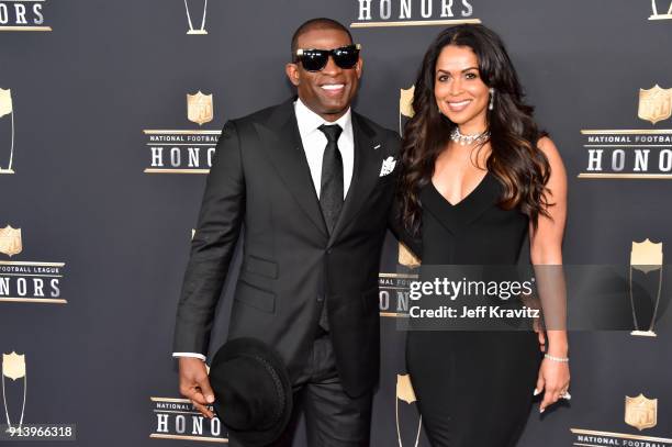 Former NFL Player Deion Sanders and Tracey Edmonds attends the NFL Honors at University of Minnesota on February 3, 2018 in Minneapolis, Minnesota.