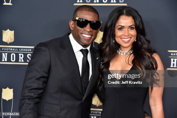 Former NFL Player Deion Sanders and Tracey Edmonds attends the NFL Honors at University of Minnesota on February 3, 2018 in Minneapolis, Minnesota.