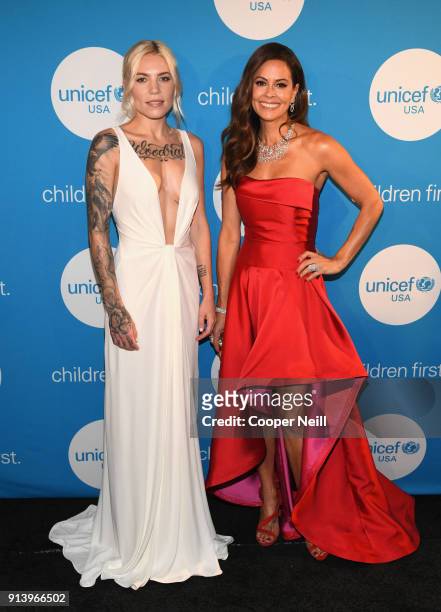 Recording artist Skylar Grey and emcee Brooke Burke-Charvet at the UNICEF Gala at The Ritz-Carlton, Dallas on February 3, 2018 in Dallas, Texas.