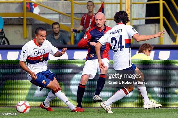 Roberto Guana of Bologna FC competes the ball to Housseine Kharja of Genoa CFC during the match of Serie A between Bologna FC and Genoa CFC at Stadio...