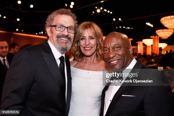 President Thomas Schlamme, Christine Lahti and director John Singleton pose during the 70th Annual Directors Guild Of America Awards at The Beverly...