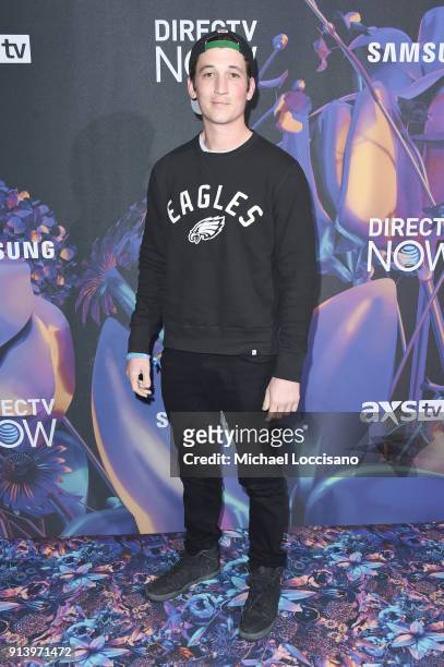 Actor Miles Teller attends the 2018 DIRECTV NOW Super Saturday Night Concert at NOMADIC LIVE! at The Armory on February 3, 2018 in Minneapolis,...