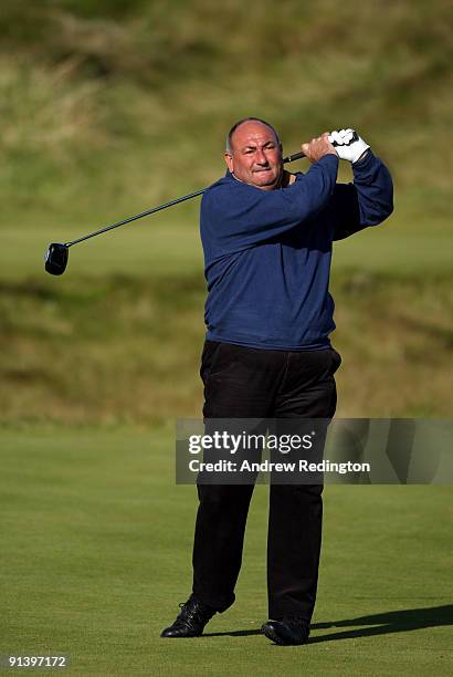 Andrew 'Chubby' Chandler on the fifth hole during the third round of The Alfred Dunhill Links Championship at Kingsbarns Golf Links on October 4,...