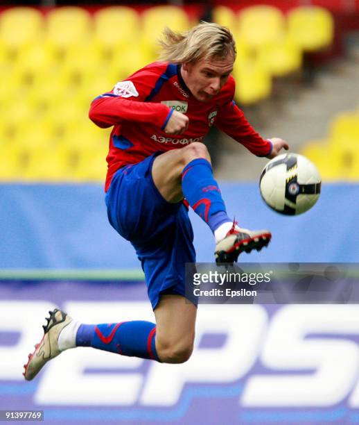 Milos Krasic of PFC CSKA Moscow in action during the Russian Football League Championship match between PFC CSKA Moscow and FC Kuban Krasnodar at the...