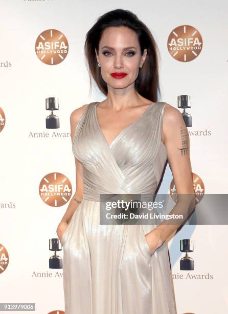 Actress Angelina Jolie attends the 45th Annual Annie Awards at Royce Hall on February 3, 2018 in Los Angeles, California.