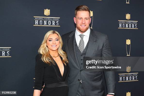 JJ Watt and girlfriend Kealia Ohai pose for Photographs on the Red