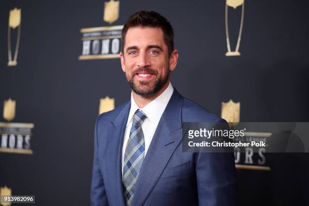 Player Aaron Rodgers attends the NFL Honors at University of Minnesota on February 3, 2018 in Minneapolis, Minnesota.