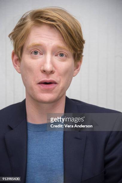 Domhnall Gleeson at the "Peter Rabbit" Press Conference at the Four Seasons Hotel on February 2, 2018 in West Hollywood, California.