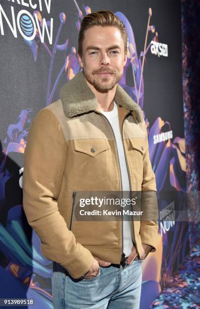 Dancer Derek Hough attends the 2018 DIRECTV NOW Super Saturday Night Concert at NOMADIC LIVE! at The Armory on February 3, 2018 in Minneapolis,...