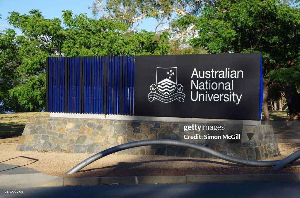 Sign for the Australian National University, Acton, Australian Capital Territory, Australia