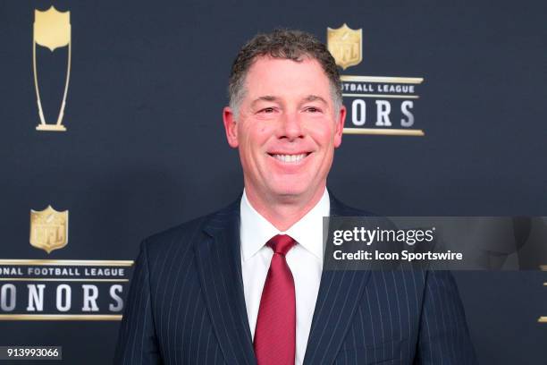 Giants Head coach Pat Shurmur poses for photographs on the Red Carpet at NFL Honors during Super Bowl LII week on February 3 at Northrop at the...