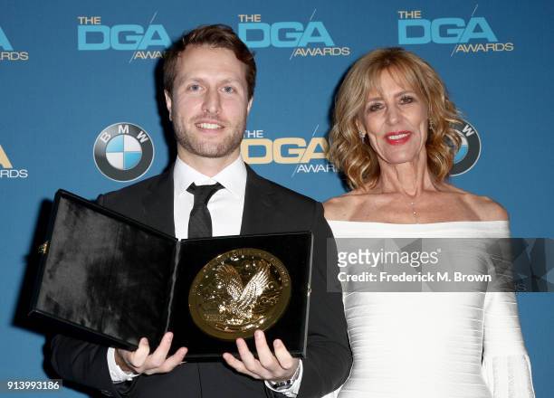 Director Matthew Heineman, winner of the award for Outstanding Directorial Achievement in Documentary for 'City of Ghosts', and actor Christine Lahti...