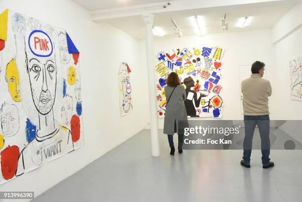 General view of atmosphere during "I Want - The Empire of Collaborations" Jean Charles de Castelbajac Exhibition Preview at Galerie Magda Danysz on...