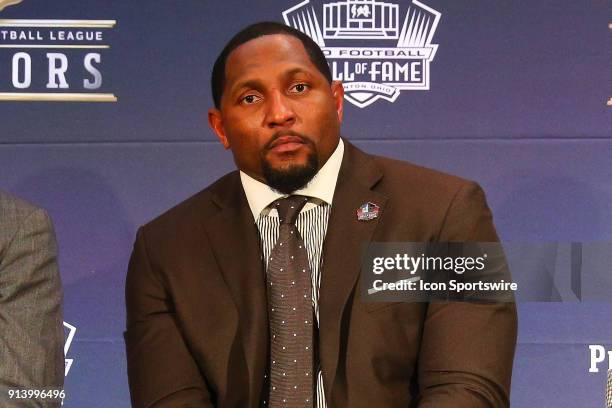 Ray Lewis selected to the Pro Football Hall of Fame at NFL Honors during Super Bowl LII week on February 3 at Northrop at the University of Minnesota...